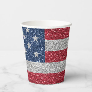 Patriottische Amerikaanse Vlag Glitter Papieren Be Bekers