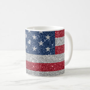 Patriottische Amerikaanse Vlag Glitters Koffiemok