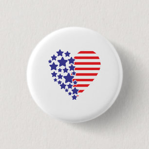 Patriottische Amerikaanse Vlag Hart Ronde Button 3,2 Cm