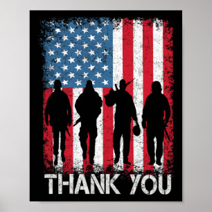 Patriottische Amerikaanse vlag Hartelijk dank voor Poster