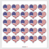 Patriottische Amerikaanse vlag Heart Shaped Vinyl  Sticker (Vel)