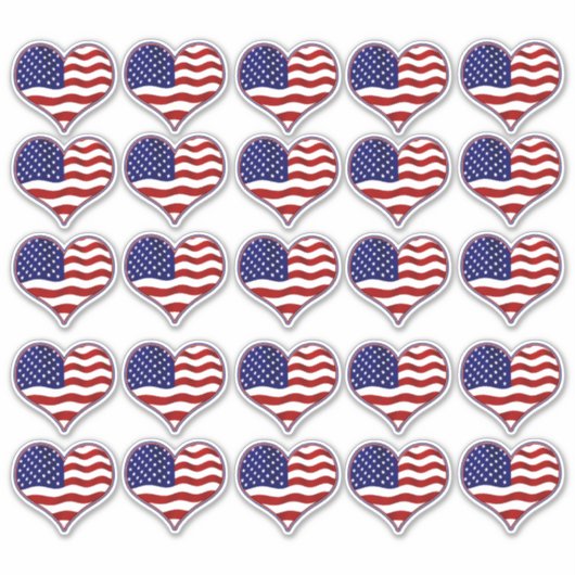 Patriottische Amerikaanse vlag Heart Shaped Vinyl  Sticker (Voorkant)