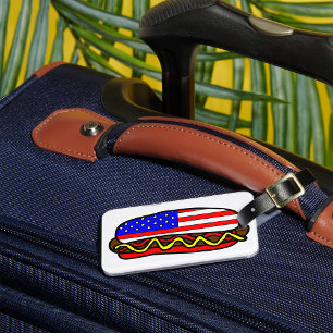 Patriottische Amerikaanse vlag hotdog Bagagelabel