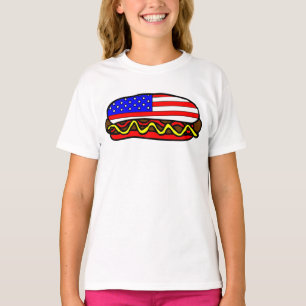 Patriottische Amerikaanse vlag hotdog T-shirt