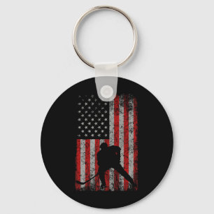 Patriottische Amerikaanse Vlag IJshockey Cadeau Ho Sleutelhanger