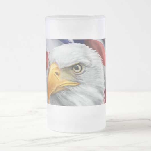 Patriottische Amerikaanse vlag kale adelaar glas M Matglas Bierpul (Center)