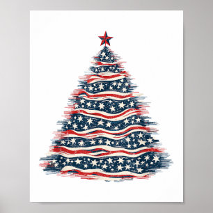Patriottische Amerikaanse Vlag Kerstboom Poster