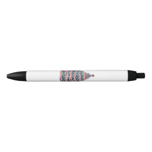 Patriottische Amerikaanse Vlag Kerstboom Zwarte Inkt Pen