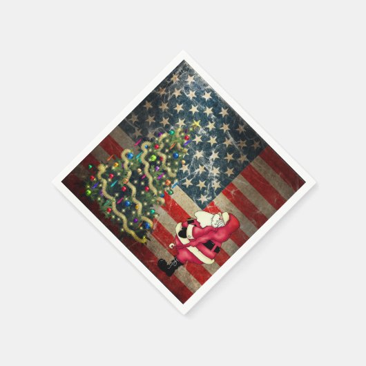 Patriottische Amerikaanse vlag, Kerstman en kerstb Servet (Hoek)