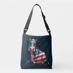 Patriottische Amerikaanse vlag Koe Crossbody Tas