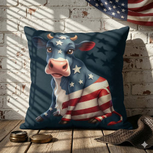 Patriottische Amerikaanse Vlag Koe Illustratie Kussen