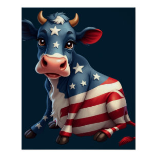 Patriottische Amerikaanse vlag Koe Perfect Poster