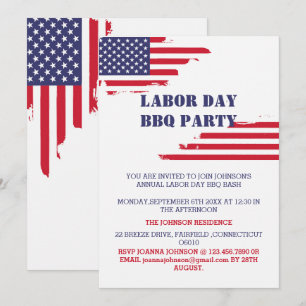 Patriottische Amerikaanse Vlag Labourdag BBQ Party Kaart