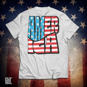 Patriottische Amerikaanse vlag Lettering Vet Ameri T-shirt