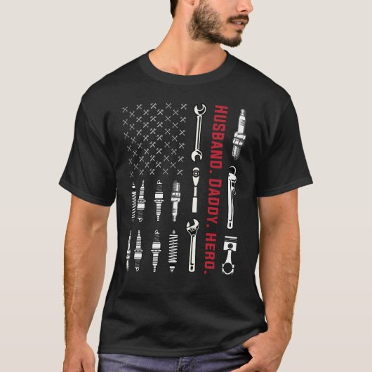 Patriottische Amerikaanse vlag Mechanische pap vad T-shirt (Voorkant)