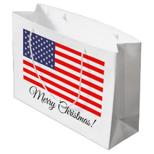 Patriottische amerikaanse vlag Merry kerstcadeauta Large Cadeauzakje