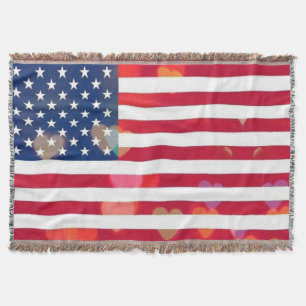  Patriottische Amerikaanse vlag met kleurrijke har Deken