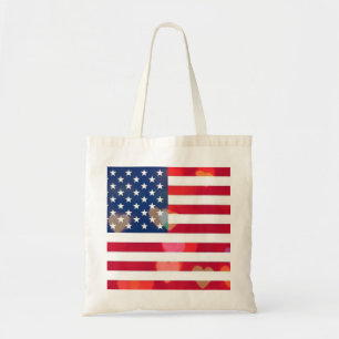  Patriottische Amerikaanse vlag met kleurrijke har Tote Bag