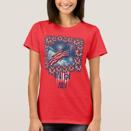 Patriottische Amerikaanse Vlag met Vuurwerk - 4 ju T-shirt