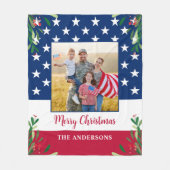 Patriottische Amerikaanse vlag Militaire Kerstmis Fleece Deken (Voorkant)