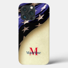 Patriottische Amerikaanse vlag monogram iPhone 13 Pro Hoesje