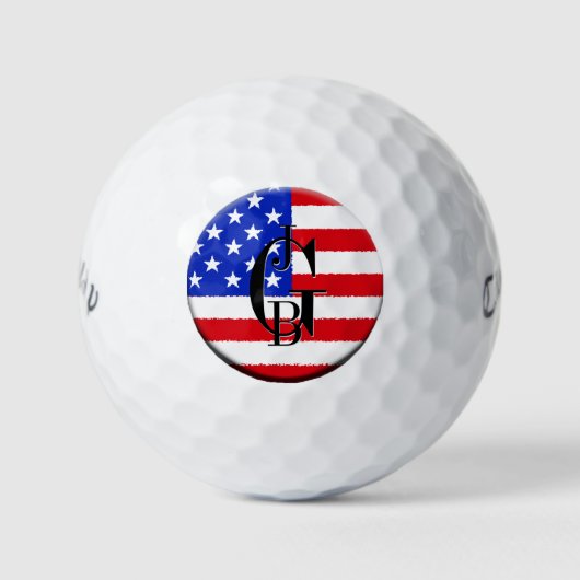 Patriottische Amerikaanse vlag Monogrammen Golfballen (Voorkant)
