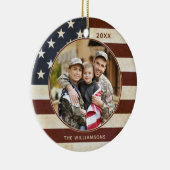 Patriottische  Amerikaanse vlag Naam foto Keramisch Ornament (Rechts)