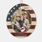 Patriottische  Amerikaanse vlag Naam foto Keramisch Ornament (Links)