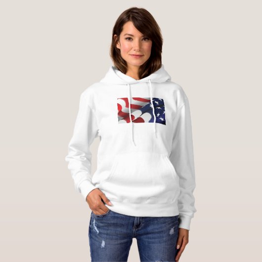Patriottische Amerikaanse vlag Ontwerp Sterren en Hoodie (Voorkant volledig)