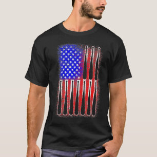 Patriottische Amerikaanse vlag op 4 juli Baseb T-shirt