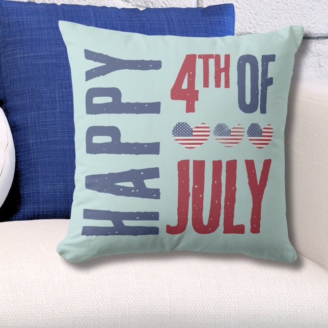 Patriottische Amerikaanse vlag op 4 juli Kussen (Cute Patriotic USA American Flag Heart 4th Of July Throw Pillow)