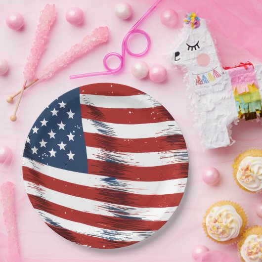 Patriottische Amerikaanse vlag op 4 juli Papieren Bordje (Feest)