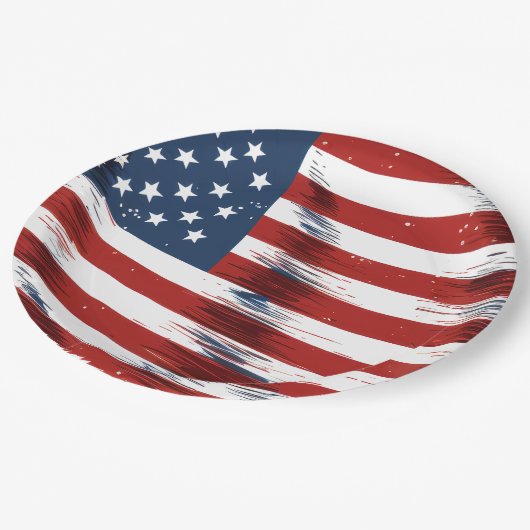 Patriottische Amerikaanse vlag op 4 juli Papieren Bordje (Gekanteld)