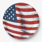 Patriottische Amerikaanse vlag op 4 juli Papieren Bordje (Voorkant)