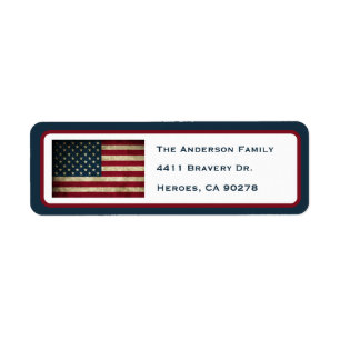Patriottische Amerikaanse Vlag Retouradres Label