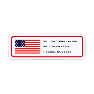 Patriottische Amerikaanse Vlag Retouradres Label