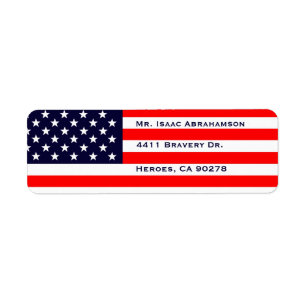 Patriottische Amerikaanse Vlag Retouradres Label