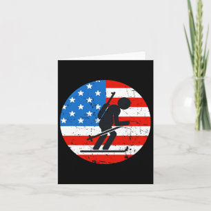 Patriottische Amerikaanse vlag ski biatlon atleet  Kaart