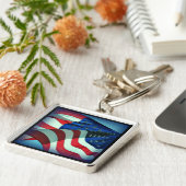 Patriottische Amerikaanse vlag Sleutelhanger (Zijkant)