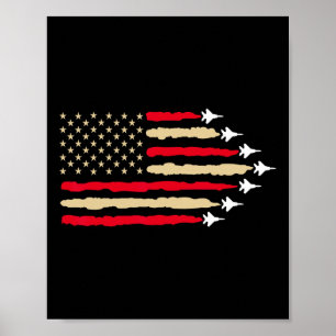 Patriottische Amerikaanse vlag straaljagers vliegt Poster