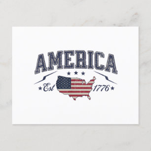 Patriottische Amerikaanse Vlag USA Est 1776 4 juli Informatiekaartje