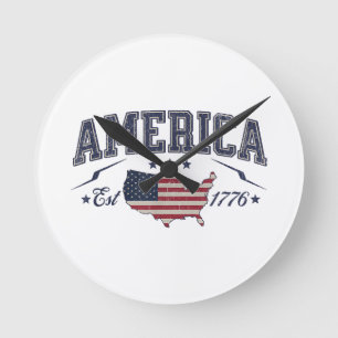 Patriottische Amerikaanse Vlag USA Est 1776 4 juli Ronde Klok