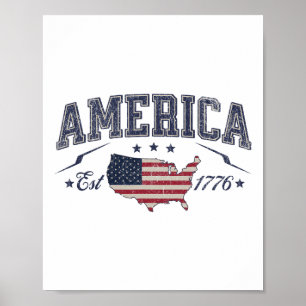 Patriottische Amerikaanse Vlag Usa Gesticht 1776 4 Poster