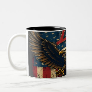 Patriottische Amerikaanse Vlag USA Pride Koffiemok Tweekleurige Koffiemok