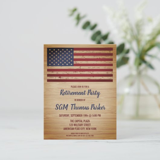 Patriottische Amerikaanse vlag voor militaire pens Aankondigingskaart (Staand voorkant)