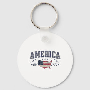 Patriottische Amerikaanse vlag VS Opgericht 1776 4 Sleutelhanger