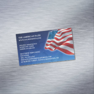 Patriottische Amerikaanse Vlag Zakelijke Kaart Mag Magnetisch Visitekaartje
