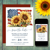Patriottische Amerikaanse vlag Zonnebloem Bruiloft Save The Date