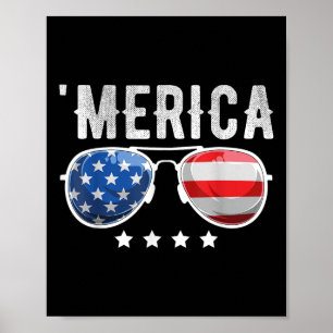 Patriottische Amerikaanse vlag Zonnebril 4 juli Me Poster