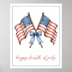 Patriottische Amerikaanse vlaggen Vierde juli Poster